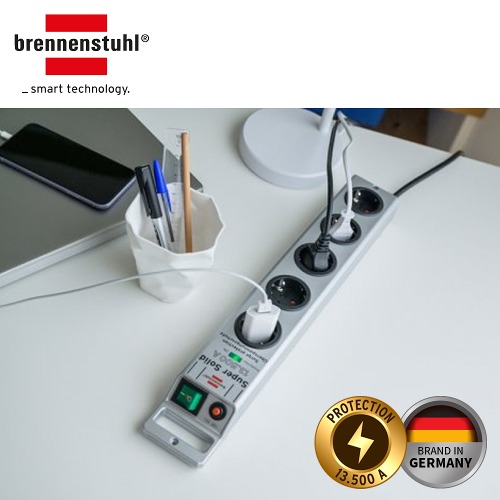 Brennenstuhl 독일 브레넨스툴 슈퍼솔리드 서지보호 콘센트 5구 고용량 3500W 안전 누전차단 멀티탭